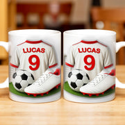 Celebrate Your Passion For Soccer With This Vibrant Soccer Jersey, Soccer Ball, And Soccer Cleats - Personalized Custom Coffee Mug - FTN007_MG