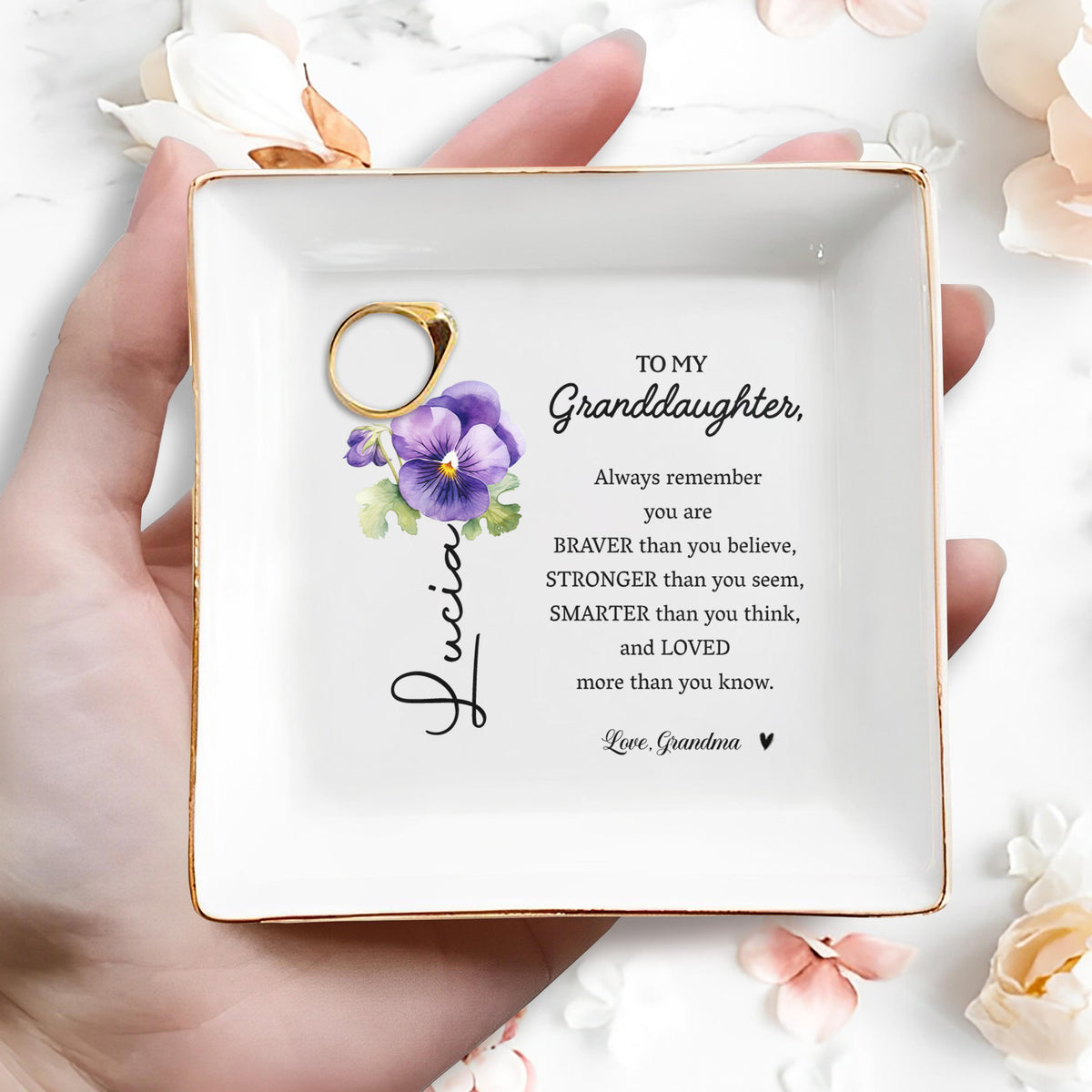 Always Remember You Are Braver Than You Believe - Personalized Custom Jewelry Dish - GDT002_SCRD
