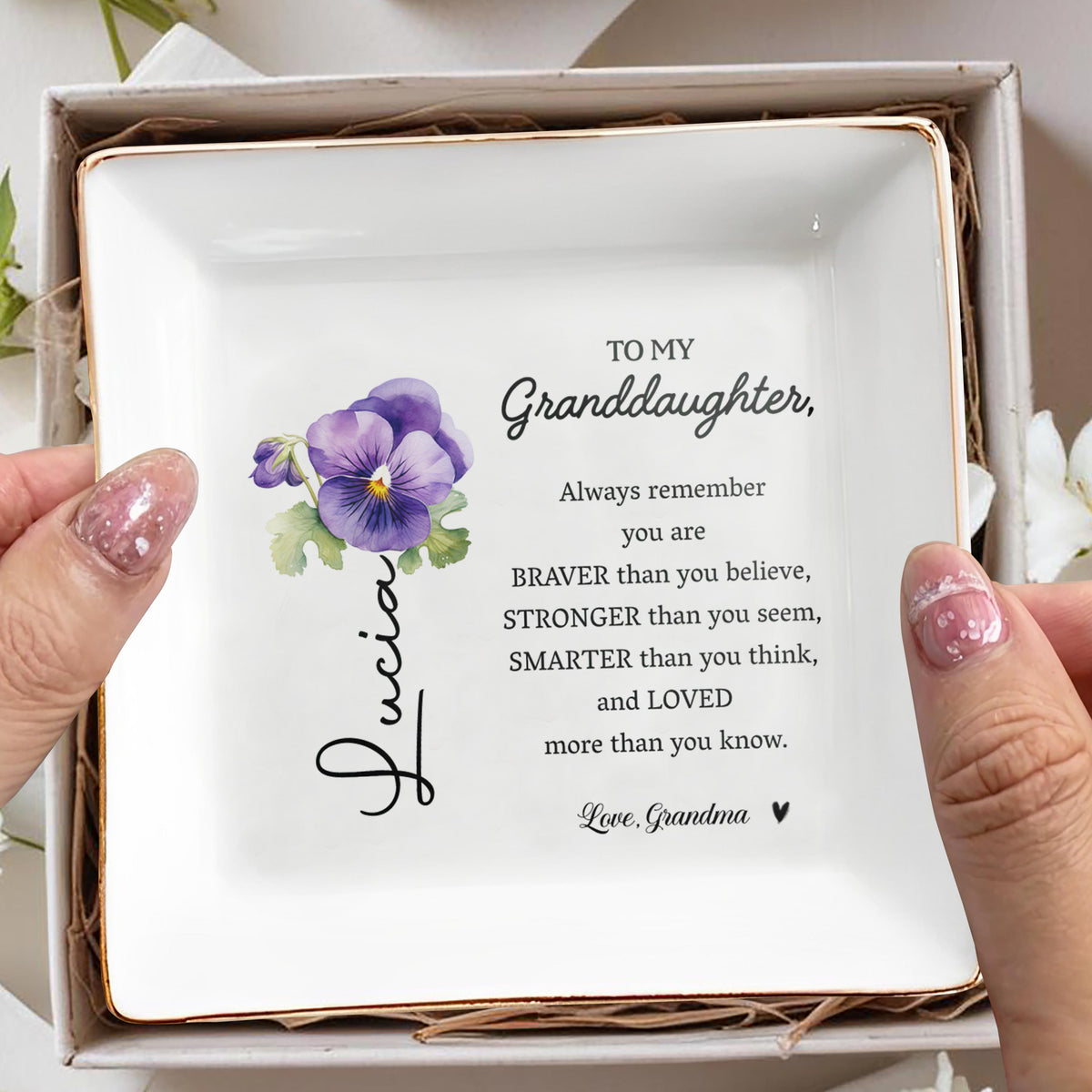 Always Remember You Are Braver Than You Believe - Personalized Custom Jewelry Dish - GDT002_SCRD