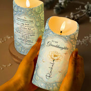 To My Granddaughter, Love Always With Flower And Butterflies - Personalized Custom LED Candle - GDT403_LECA