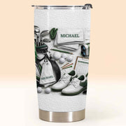 Golf Enthusiast Personalized Tumbler Featuring Clubs and Balls - Personalized Custom Stainless Steel Tumbler 20oz 30oz - GOLF012_TB
