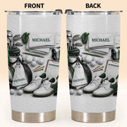 Golf Enthusiast Personalized Tumbler Featuring Clubs and Balls - Personalized Custom Stainless Steel Tumbler 20oz 30oz - GOLF012_TB
