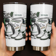Golf Enthusiast Personalized Tumbler Featuring Clubs and Balls - Personalized Custom Stainless Steel Tumbler 20oz 30oz - GOLF012_TB