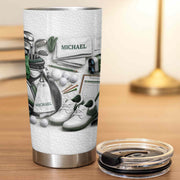 Golf Enthusiast Personalized Tumbler Featuring Clubs and Balls - Personalized Custom Stainless Steel Tumbler 20oz 30oz - GOLF012_TB