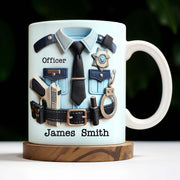 Officer, Police Uniform, Badge and Handcuffs - Personalized Custom Coffee Mug - GRAD268_MG