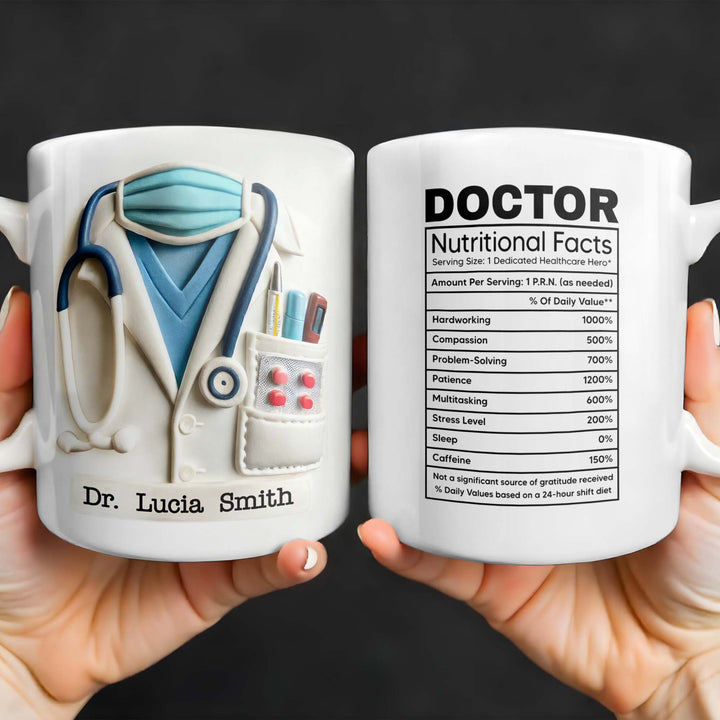 DOCTOR Nutritional Facts, Dedicated Healthcare Hero, Nutritional Label - Personalized Custom Coffee Mug - GRAD279_MG
