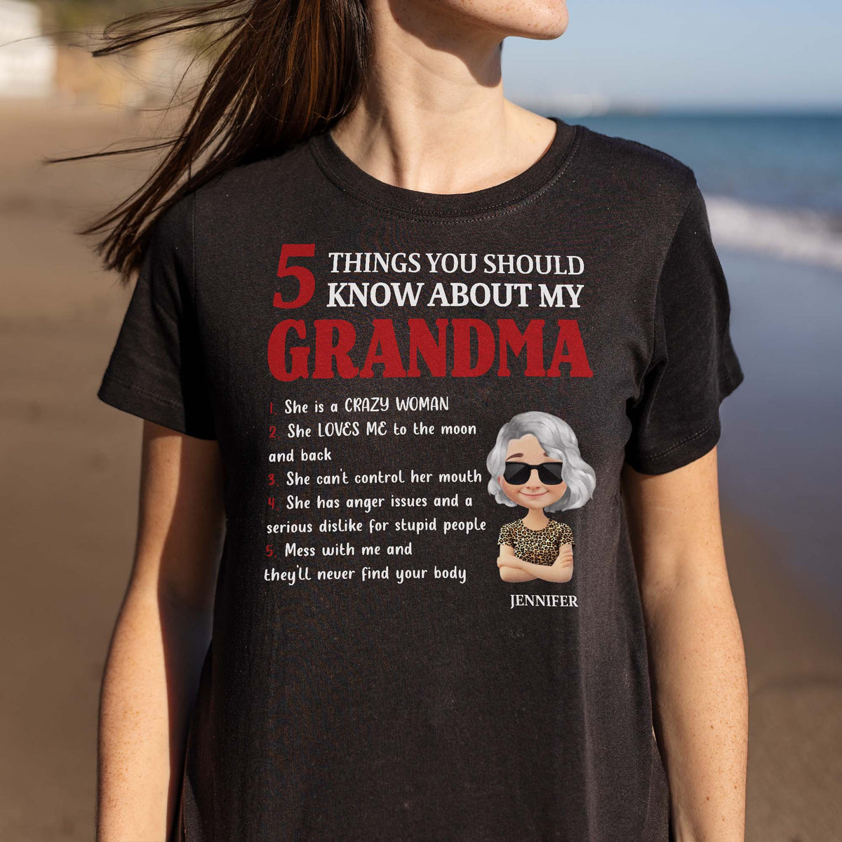 5 Things You Should Know About My Grandma, Love and Humor - Personalized Custom Unisex T-shirt, Hoodie - GRM041_BBAS