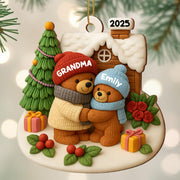 Celebrate A Special Bond With Bears And Christmas Decor - Personalized Custom Wood Ornament, Custom Shaped - GRM083_WDO