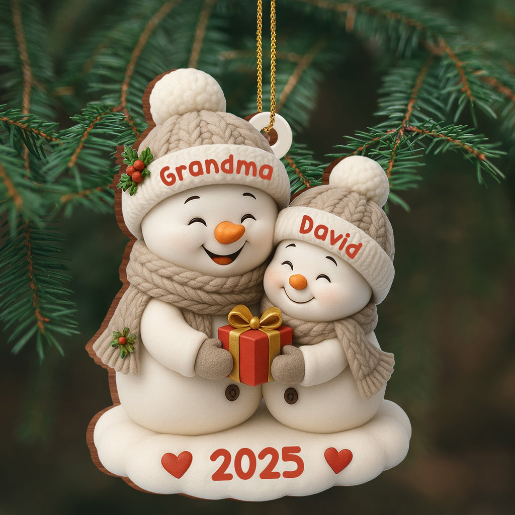 Celebrate A Joyful Holiday With Festive Snowmen - Personalized Custom Wood Ornament, Custom Shaped - GRM084_WDO