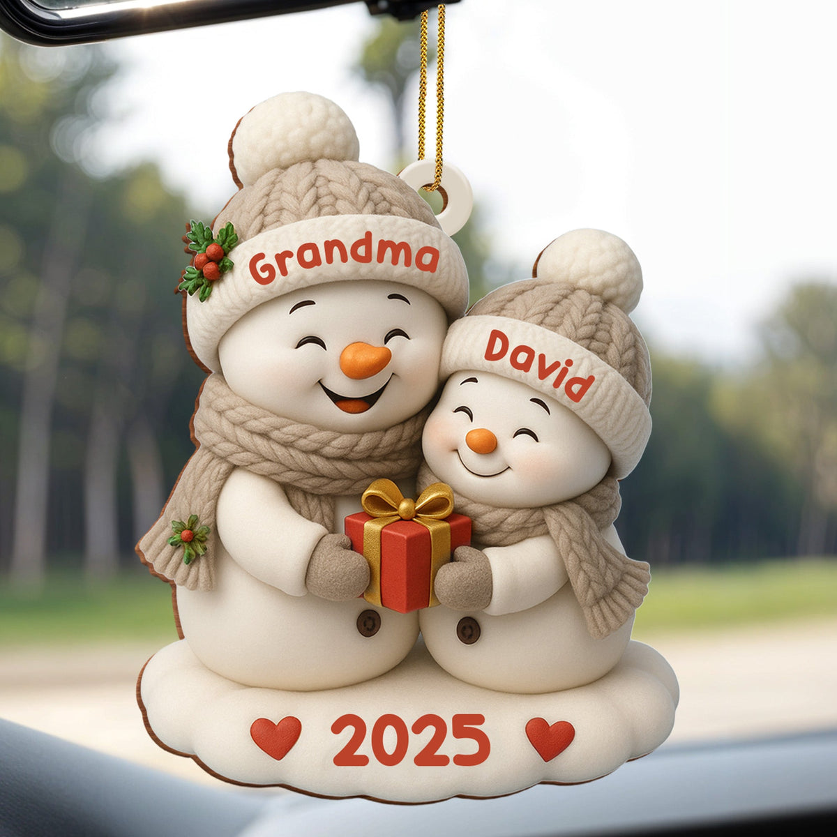 Celebrate A Joyful Holiday With Festive Snowmen - Personalized Custom Wood Ornament, Custom Shaped - GRM084_WDO