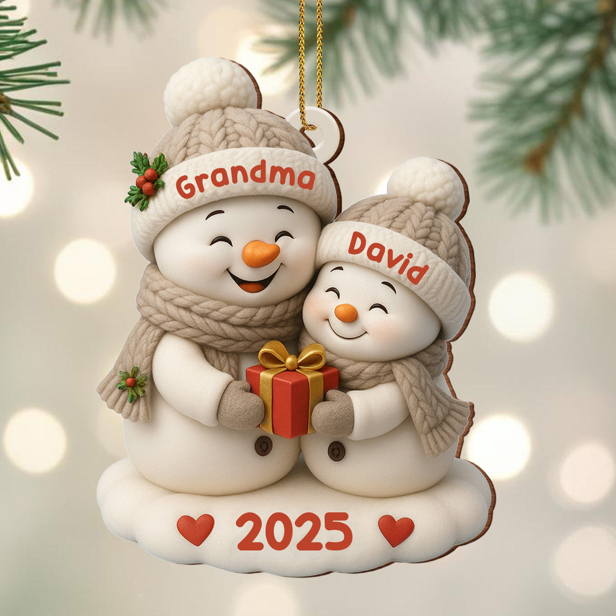 Celebrate A Joyful Holiday With Festive Snowmen - Personalized Custom Wood Ornament, Custom Shaped - GRM084_WDO