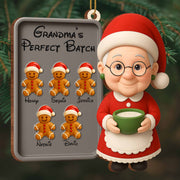 Celebrate Festive Season With Grandma And Gingerbread Cookies - Personalized Custom Wood Ornament, Custom Shaped - GRM104_WDO