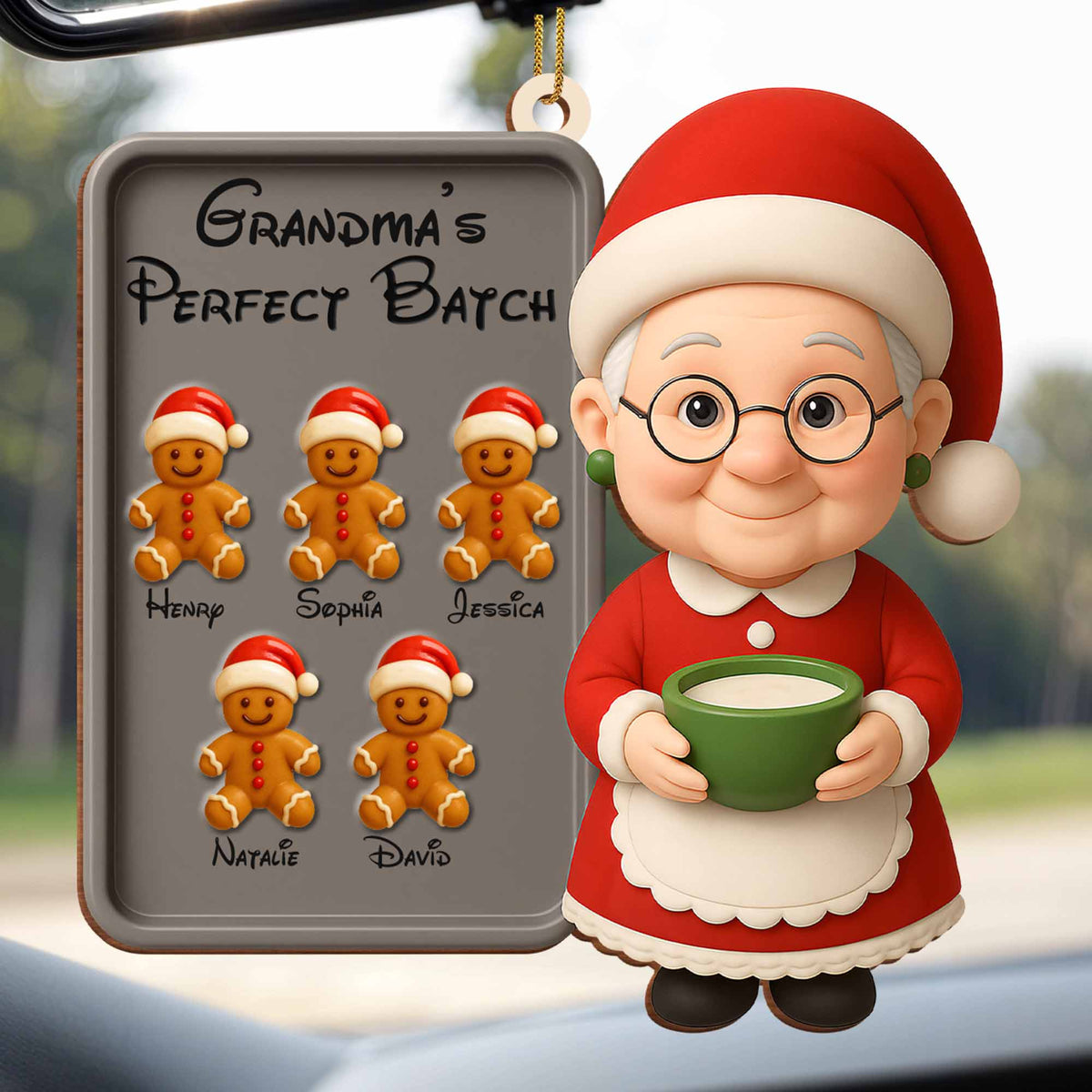 Celebrate Festive Season With Grandma And Gingerbread Cookies - Personalized Custom Wood Ornament, Custom Shaped - GRM104_WDO
