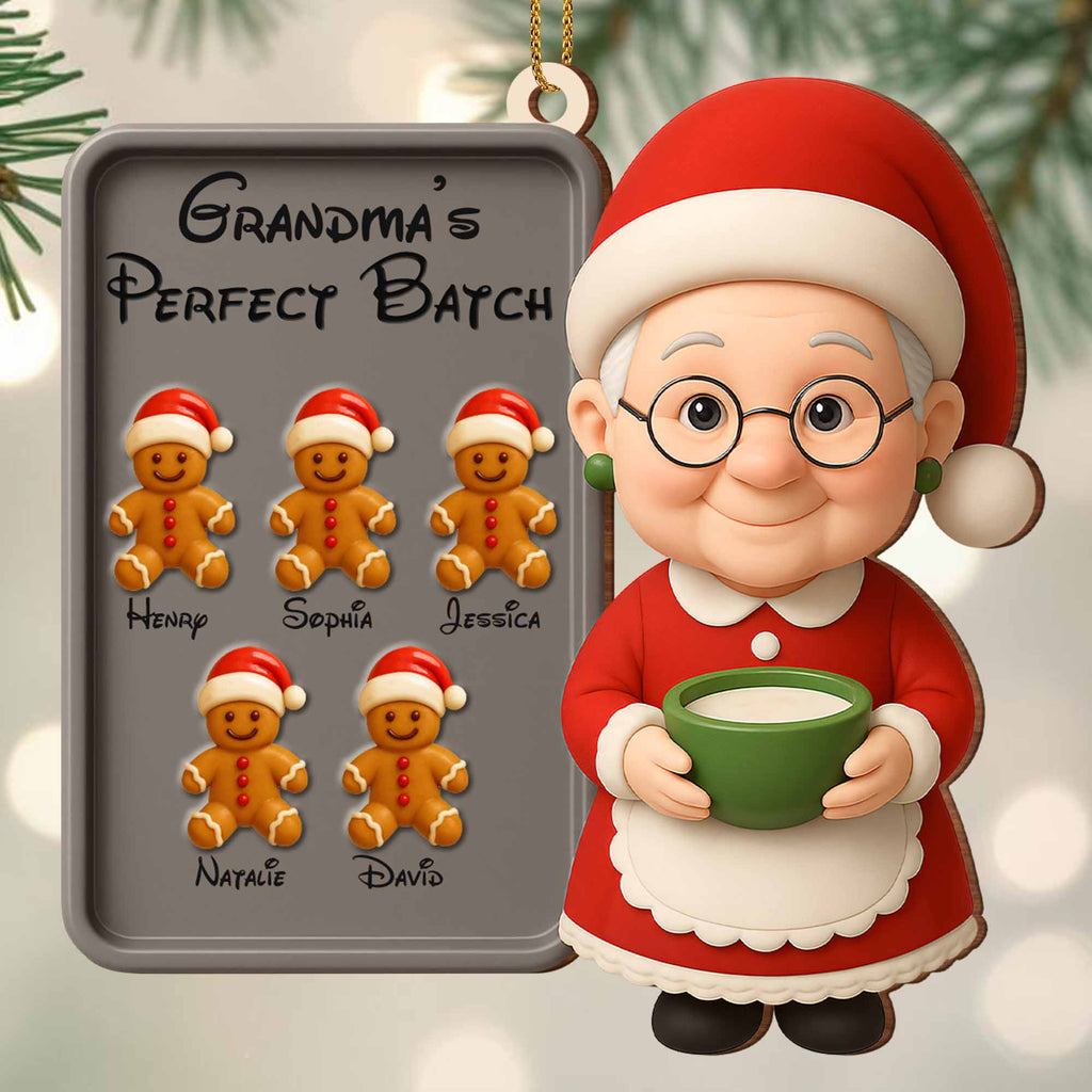 Celebrate Festive Season With Grandma And Gingerbread Cookies - Personalized Custom Wood Ornament, Custom Shaped - GRM104_WDO