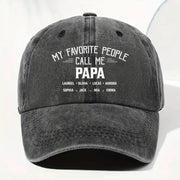My Favorite People Call Me Papa Cap - Personalized Custom Washed Denim Cap - GRP044_WDCAP