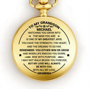 To My Grandson, Watching You Grow, Love From Grandma - Personalized Custom Pocket Watch - GSN002_GWATCH