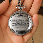 To My Grandson Never Forget How Much I Love You - Personalized Silver Plated Pocket Watch - GSN009_SWATCH