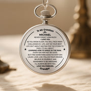 To My Grandson Never Forget How Much I Love You - Personalized Silver Plated Pocket Watch - GSN009_SWATCH