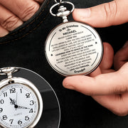 To My Grandson Never Forget How Much I Love You - Personalized Silver Plated Pocket Watch - GSN009_SWATCH