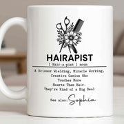 Hairapist Scissor Wielding Miracle Working Creative Genius Flower Scissors Comb - Personalized Custom Coffee Mug - HAIR019_MG
