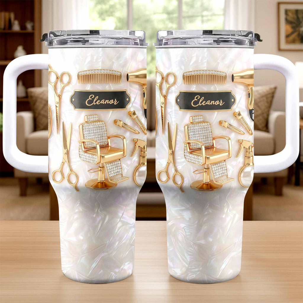 A Master Of Style Hairdresser Salon Tools Mother Of Pearl Mosaic - Personalized 40oz Tumbler With Straw - HAIR027_TBS
