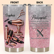 Hairapist Scissor Wielding Miracle Working Hair Stylist Tools Glitter Design - Personalized Custom Stainless Steel Tumbler 20oz 30oz - HAIR063_TB