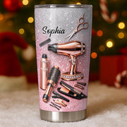 Hairapist Scissor Wielding Miracle Working Hair Stylist Tools Glitter Design - Personalized Custom Stainless Steel Tumbler 20oz 30oz - HAIR063_TB
