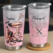 Hairapist Scissor Wielding Miracle Working Hair Stylist Tools Glitter Design - Personalized Custom Stainless Steel Tumbler 20oz 30oz - HAIR063_TB