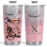 Hairapist Scissor Wielding Miracle Working Hair Stylist Tools Glitter Design - Personalized Custom Stainless Steel Tumbler 20oz 30oz - HAIR063_TB