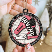 Blessed Are The Hairstylists With Hair Dryer And Salon Tools Design - Personalized Custom Wood Ornament, Custom Shaped - HAIR167_WDO