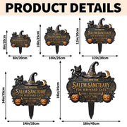 Salem Sanctuary For Wayward Cats Black Cat Pumpkin Witch Hat - Personalized Metal Garden Stake - HALW111_MEGSTA