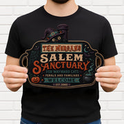 Salem Sanctuary For Wayward Cats With Witch Cat And Pumpkin - Personalized Custom Shaped Wood Sign - HALW146_WSIGN