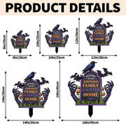 Welcome To Our Family Haunted House Raven Bats Zombie Hands - Personalized Metal Garden Stake - HALW177_MEGSTA