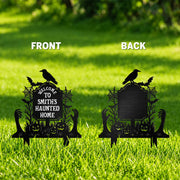 Welcome To Our Haunted Home With Pumpkins And Bats - Personalized Metal Garden Stake - HALW185_MEGSTA