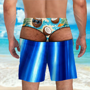 Chilling On The Beach With Coconuts And Palm Leaves - Personalized Men's Beach Shorts - HIM107_MEBES