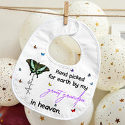 Hand Picked for Earth By My Great Grandpa in Heaven, Butterflies - Personalized Baby Bib - HME058_BBB