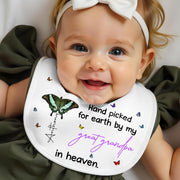 Hand Picked for Earth By My Great Grandpa in Heaven, Butterflies - Personalized Baby Bib - HME058_BBB
