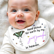 Hand Picked for Earth By My Great Grandpa in Heaven, Butterflies - Personalized Baby Bib - HME058_BBB