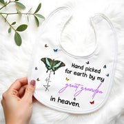 Hand Picked for Earth By My Great Grandpa in Heaven, Butterflies - Personalized Baby Bib - HME058_BBB