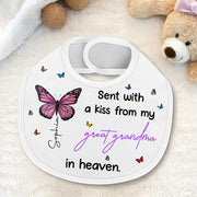Sent With A Kiss From Great Grandma, Butterflies Design - Personalized Baby Bib - HME227_BBB
