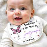 Sent With A Kiss From Great Grandma, Butterflies Design - Personalized Baby Bib - HME227_BBB