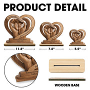Too Beautiful For Earth Heart Baby Feet Angel Wings - Personalized Custom 2-Layer Wood Plaque With Flat Base - HME586_WPLA