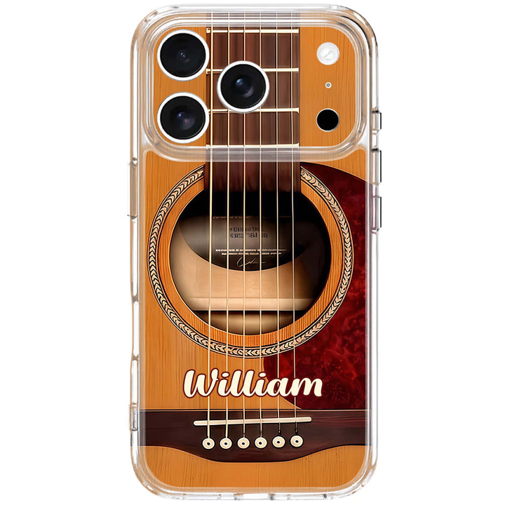 Strumming Through Life Personalized Acoustic Guitar Strings Design - Personalized Clear Phone Case - HOB062_PHC