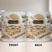 Mahjong A Game Of Strategy And Beauty With Mother Of Pearl Tiles And Fan - Personalized Custom Coffee Mug - HOB219_MG