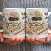 Mahjong A Game Of Strategy And Beauty With Mother Of Pearl Tiles And Fan - Personalized Custom Coffee Mug - HOB219_MG