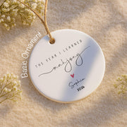 The Year I Learned Mahjong Ornament With Heart - Personalized Custom Ceramic Ornament With Round Shape - HOB365_RCE