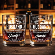Congrats On Being My Husband, You Lucky (Workaround for offensive term) - Personalized Custom Whiskey Glass - HSB032_RWG