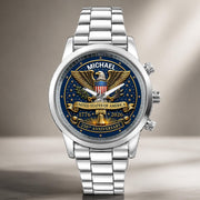 United States Of America Anniversary Eagle And Liberty Bell - Personalized Custom Men's Watch - INDE458_CUMWA