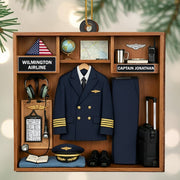Proud Moment For Our Captain, Airline Uniform And Travel Essentials - Personalized Custom Wood Ornament, Custom Shaped - JBS042_WDO