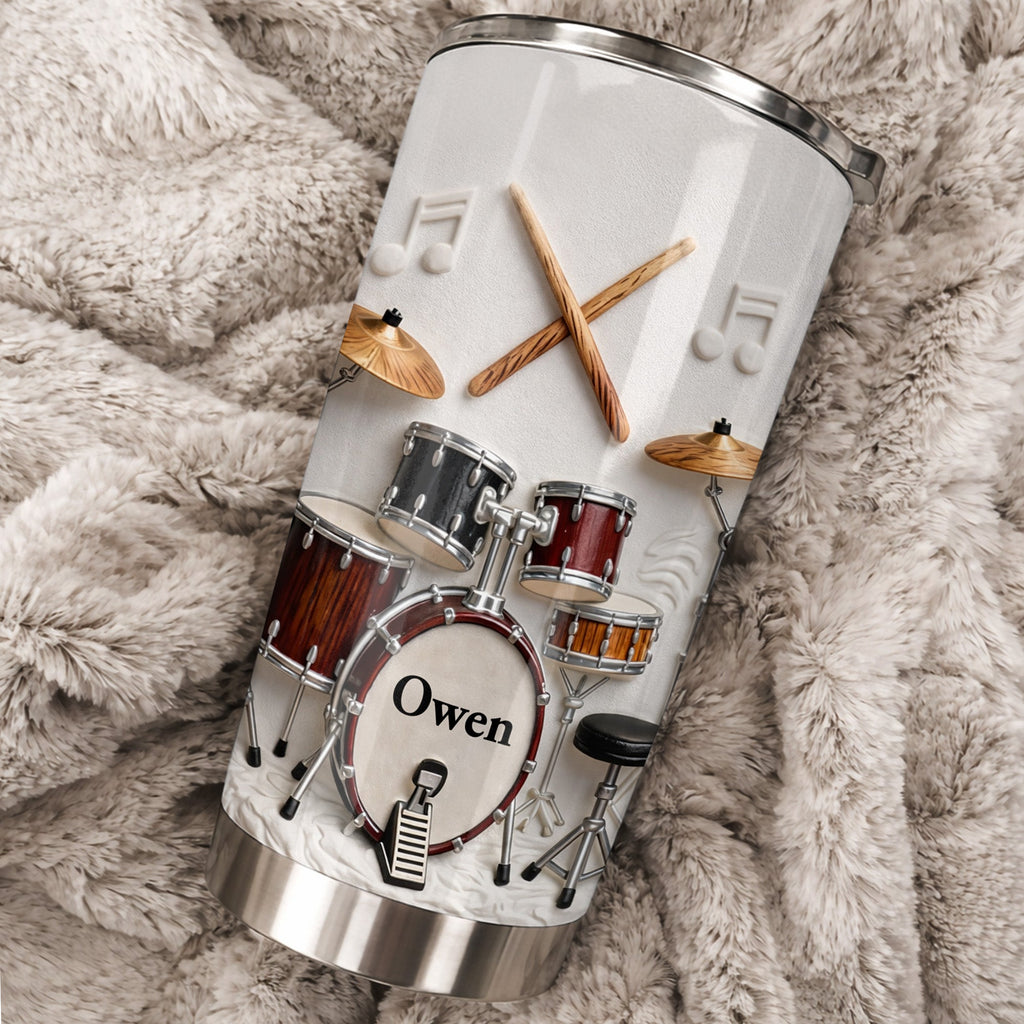 A Passion For Rhythm Drum Set And Musical Notes - Personalized Custom Stainless Steel Tumbler 20oz 30oz - JBS135_TB